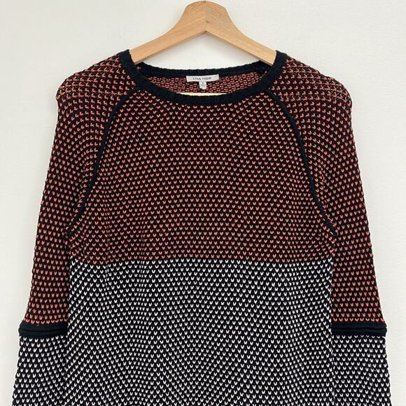 Lisa Todd Bird's Eye Cotton Cashmere Colorblock Knit Raglan Crew Sweater - Small - Picture 3 of 11